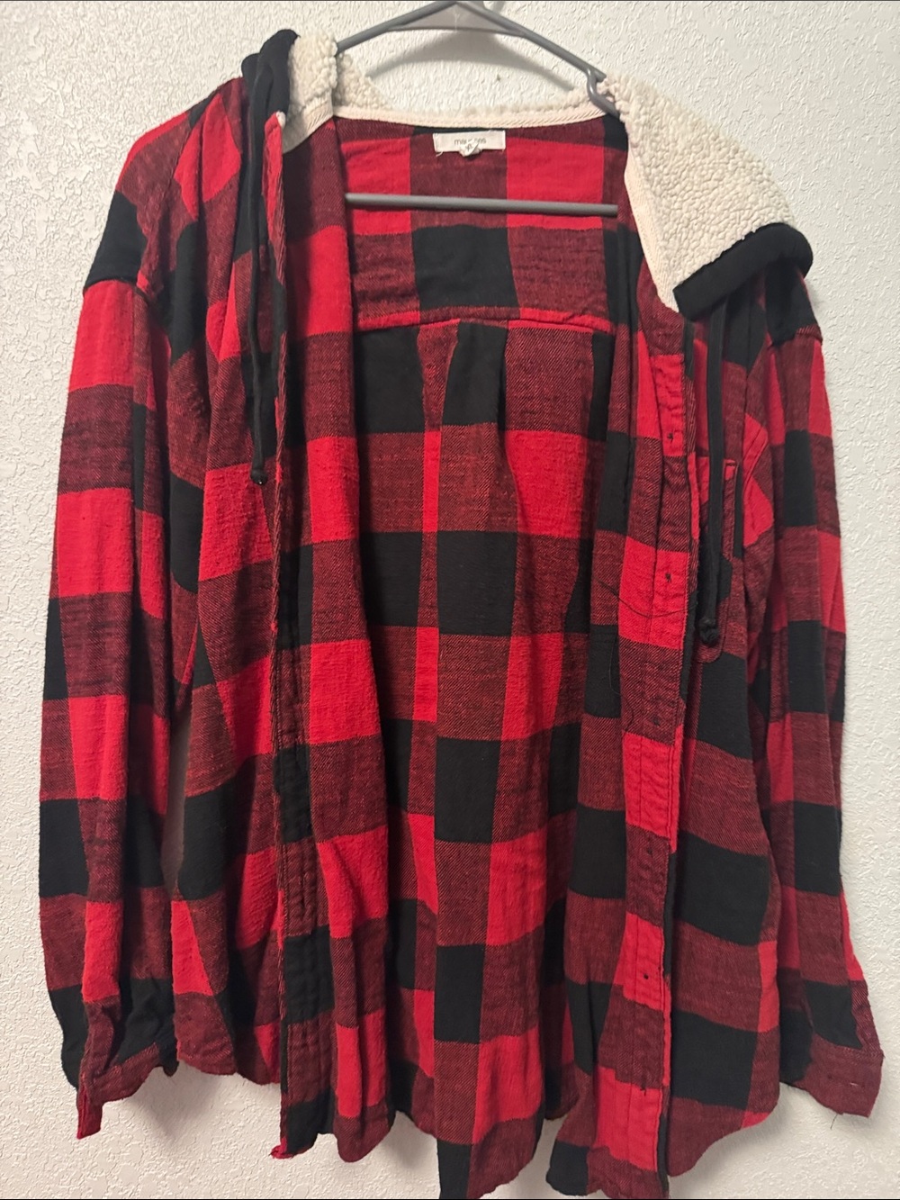 Maurices Red & Black Buffalo Plaid Hooded Pajama Top
